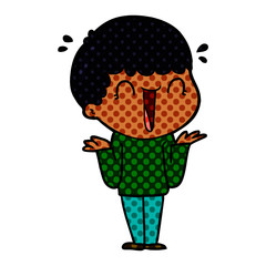 laughing cartoon man shrugging shoulders