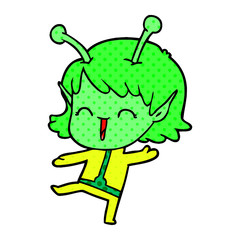 cartoon alien girl laughing
