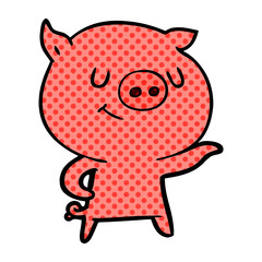 happy cartoon pig
