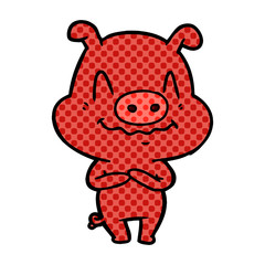 nervous cartoon pig