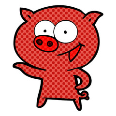 cheerful pig cartoon