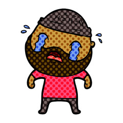 cartoon bearded man crying