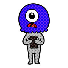 cartoon cyclops alien spaceman