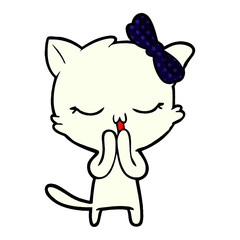 cartoon cat with bow on head