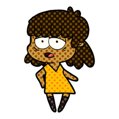cartoon tired woman