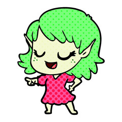 happy cartoon elf girl