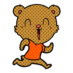 happy cartoon bear running