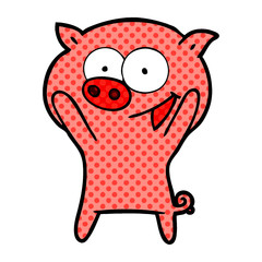happy pig cartoon