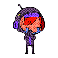 cartoon crying astronaut girl