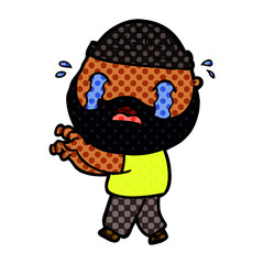 cartoon bearded man crying