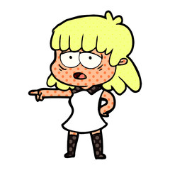 cartoon tired woman pointing