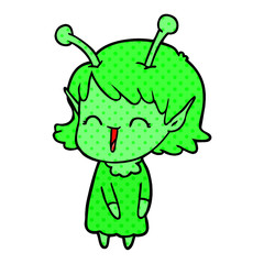 cartoon alien girl laughing