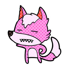 cartoon wolf showing teeth