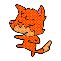 friendly cartoon fox dancing