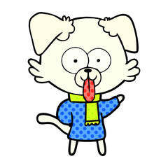 cartoon dog in winter clothes