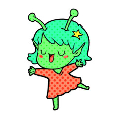 happy alien girl cartoon