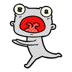 cartoon weird alien running away