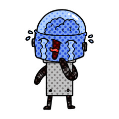 cartoon crying robot