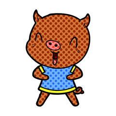 happy cartoon pig