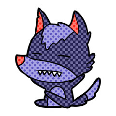 cartoon wolf showing teeth