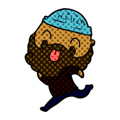 running man with beard sticking out tongue