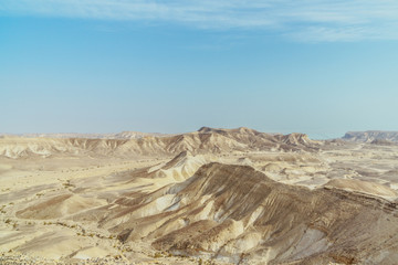 Fototapeta na wymiar Landscape horizon view on dry desert and sky near the dead sea in Israel