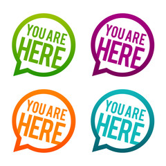 You are here round Buttons. Circle Eps10 Vector.