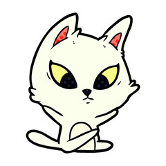 confused cartoon cat sitting
