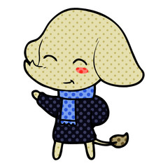 cute cartoon elephant in winter clothes