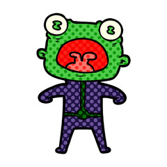 cartoon weird alien shouting