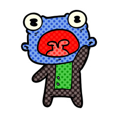 cartoon weird alien waving