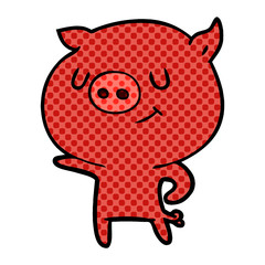 happy cartoon pig