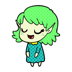 happy cartoon elf girl