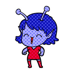 cartoon alien girl laughing