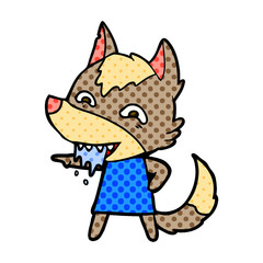 cartoon hungry wolf