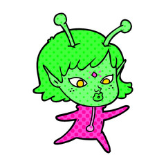 pretty cartoon alien girl