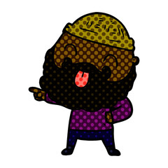 man with beard sticking out tongue