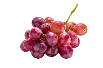 Red grapes cooked on white back ground.