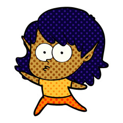 cartoon elf girl staring