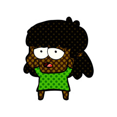cartoon tired woman