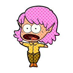 cartoon shocked elf girl