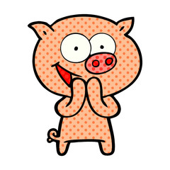 cheerful pig cartoon