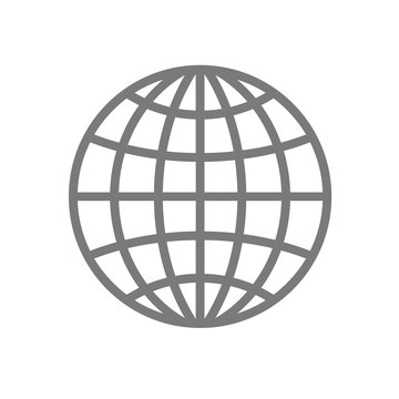 Wireframe Globe Icon - Planet Symbol