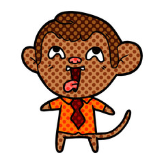 crazy cartoon monkey in shirt and tie