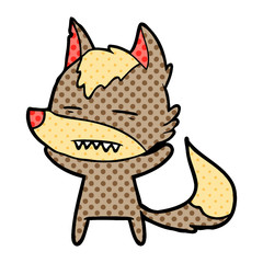 cartoon wolf showing teeth