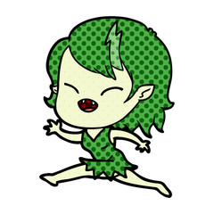 cartoon laughing vampire girl running