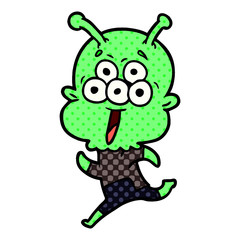 happy cartoon alien running