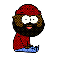 cartoon bearded man sitting