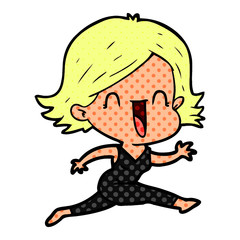 cartoon happy woman