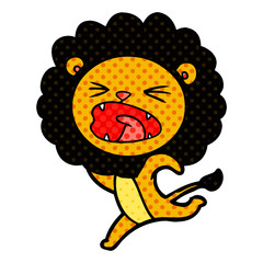 cartoon running lion